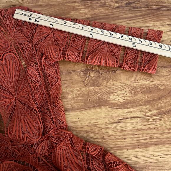 Maje Ripiza Fit And Flare Lace Mini Dress In Terracotta Size 1 ( Small) - Picture 12 of 16